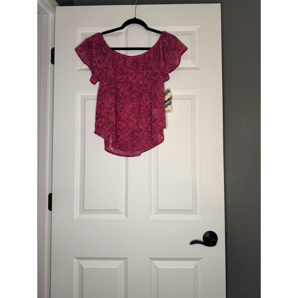 Eyeshadow Off The Shoulder Sheer Paisley Print Top Small Nwt